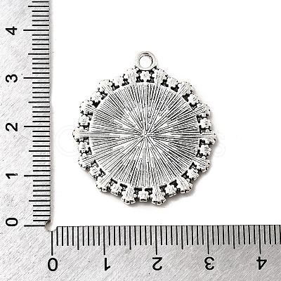 Tibetan Style Alloy Flat Round Pendant Cabochon Settings TIBEP-5353-AS-LF-1