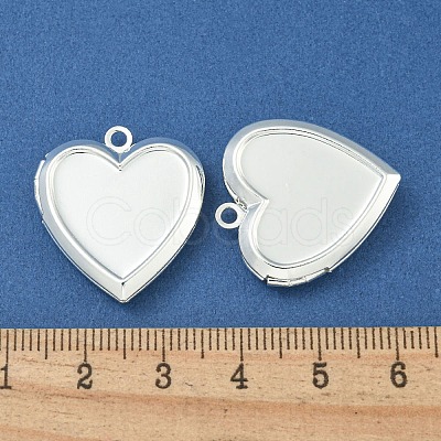 Rack Plating Heart Brass Locket Pendants KK-T071-11S-1