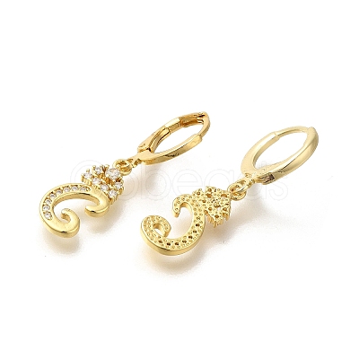 Brass Clear Cubic Zirconia Hoop Earrings EJEW-M045-01C-1
