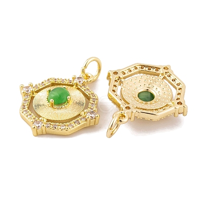 Rack Plating Brass Micro Pave Clear Cubic Zirconia Pendant KK-K367-13G-1