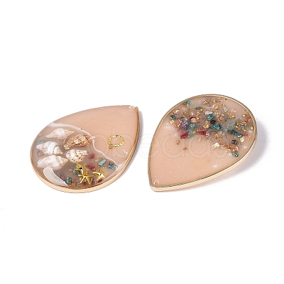 Brass & Epoxy Resin Pendants KK-Q082-03KCG-02-1