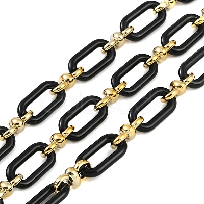Rack Plating Acrylic & CCB Plastic Chain CHAC-H001-01G-1