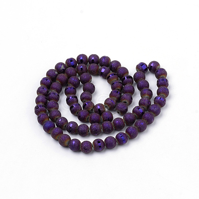 Electroplate Glass Bead Strands EGLA-S134-8mm-07-1
