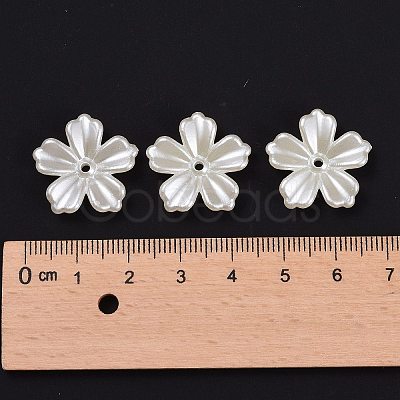 5-Petal Flower ABS Plastic Imitation Pearl Bead Caps X-OACR-R016-21-1