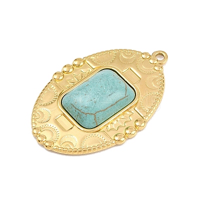 Bohemian Style 304 Stainless Steel with Synthetic Turquoise Pendants LS-STAS-G381-02G-04-1