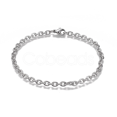 Tarnish Resistant 304 Stainless Steel Cable Chain Bracelets LS-BJEW-H532-01P-1