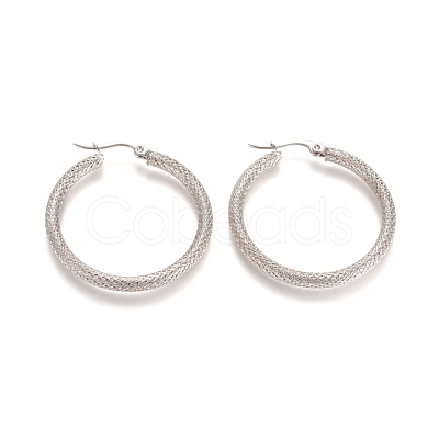 Tarnish Resistant 201 Stainless Steel Geometric Hoop Earrings STAS-D171-12A-P-1