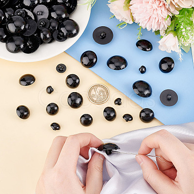 210Pcs 7 Style 1-Hole Plastic Buttons BUTT-AR0001-08-1