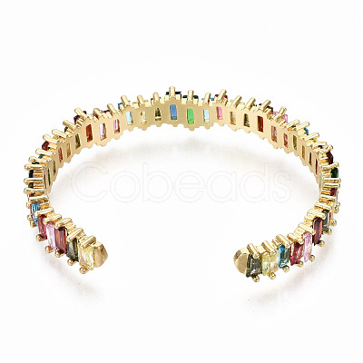 Brass Micro Pave Cubic Zirconia Cuff Bangles BJEW-S142-012-NF-1