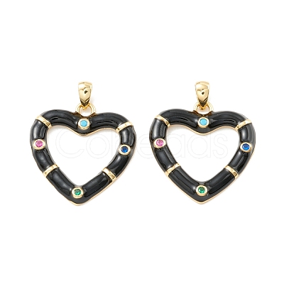 Rack Plating Brass Micro Pave Colorful Cubic Zirconia Pendants KK-D073-07G-05-1