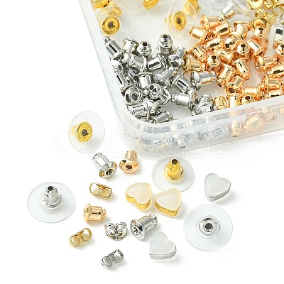 142Pcs 8 Style Brass & Silicone Earring Nuts KK-YW0001-44-1