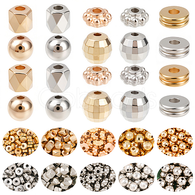 1000Pcs 5 Styles CCB Plastic Beads CCB-PA0001-08-1