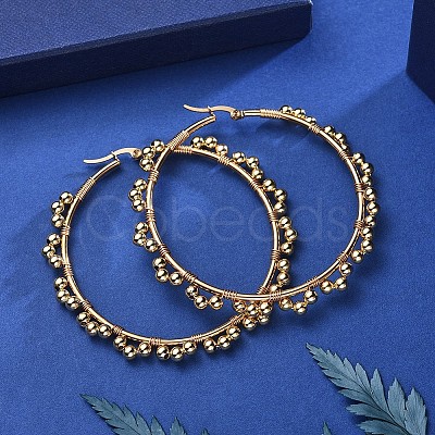 304 Stainless Steel Big Beaded Hoop Earrings EJEW-JE04162-1