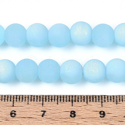 Frosted Imitation Jade Glass Beads Strands GLAA-T032-J8mm-MBB04-1