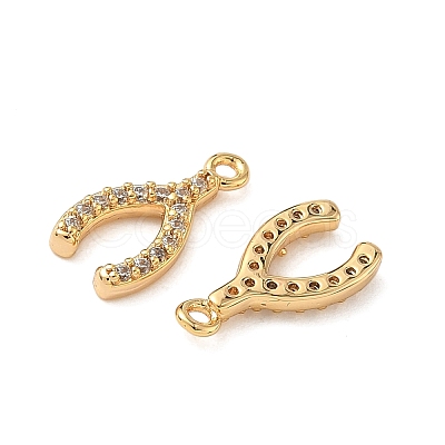 Brass Micro Pave Clear Cubic Zirconia Charms KK-B160-27G-1