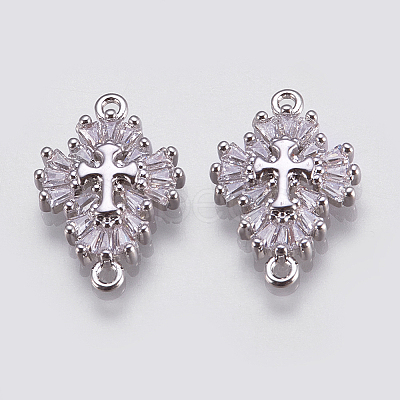 5Pcs Brass Micro Pave Clear Cubic Zirconia Links ZIRC-SZ0005-22-1