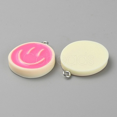 Opaque Resin Enamel Pendants RESI-WH0036-20B-1