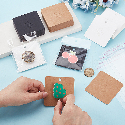 210Pcs 3 Colors Square Paper Display Cards CDIS-GA0001-08-1