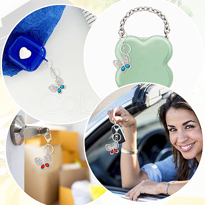 2Pcs 2 Colors Alloy Rhinestone Keychain KEYC-WR0001-06-1