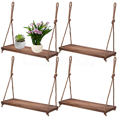 4Pcs Rectangle Wooden Hanging Stands for Plants ODIS-WA0001-15-1