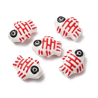 Handmade Printed Porcelain Beads PORC-F005-03B-01-1