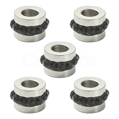 201 Stainless Steel Polymer Clay Rhinestone Inlaid Beads RB-YW0001-11B-1