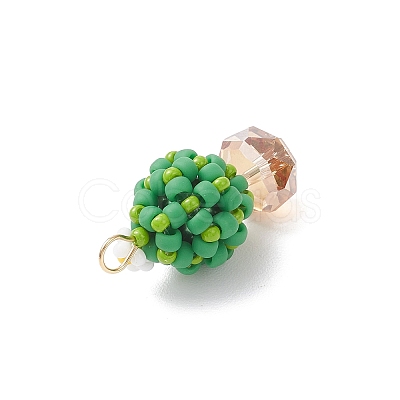 Glass Seed Beaded Cactus Pendants PALLOY-MZ00860-02-1