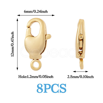 8Pcs Brass Lobster Claw Clasps KK-TA0002-72-1