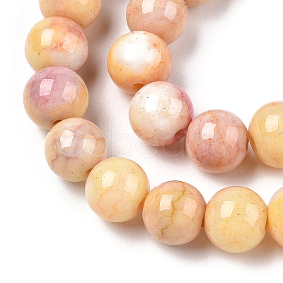 Ombre Effect Dyed Crackle Glass Round Beads Strands GLAA-T031-10mm-01P-1