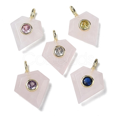 Natural Rose Quartz Faceted Pendants G-F819-03G-07-1
