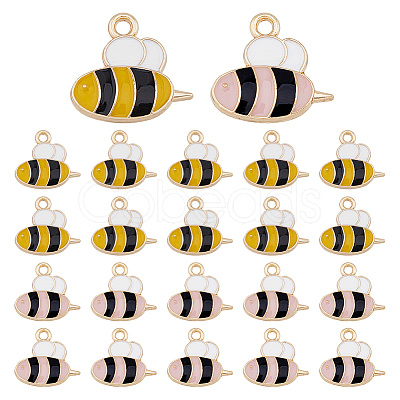 40Pcs 2 Colors Light Gold Plated Alloy Pendants ENAM-DC0014-97-1