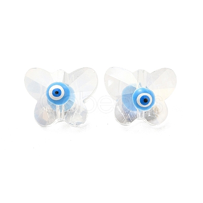 Evil Eye Glass Butterfly Beads G-P485-01A-1