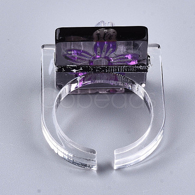 Transparent Resin Cuff Rings RJEW-T017-03B-1