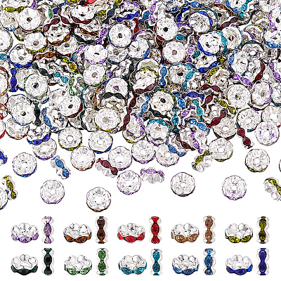 300Pcs Brass Acrylic Rhinestone Spacer Beads RB-ME0001-01-1