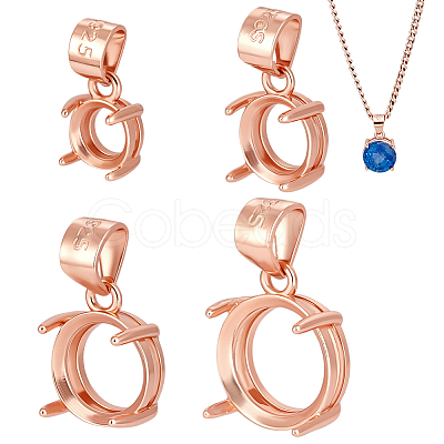 4Pcs 4 Styles 925 Sterling Silver Rhinestone Claw Pendant Settings STER-PH0004-22RG-1