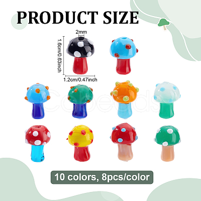 80Pcs 10 Colors Handmade Lampwork Beads LAMP-ME0001-06-1