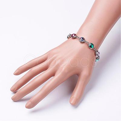 304 Stainless Steel Glass Link Bracelets BJEW-JB02795-1