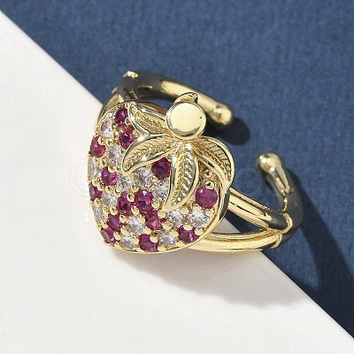 Brass Micro Pave Cubic Zirconia Cuff Rings RJEW-H256-14G-01-1