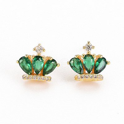 Brass Micro Pave Cubic Zirconia Stud Earrings KK-S356-251-NF-1