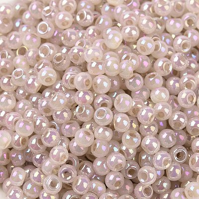 6/0 Opaque Colours Rainbow Plated Round Glass Seed Beads SEED-T006-04D-02-1