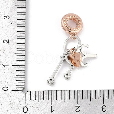 Brass Pendants with Cubic Zirconia European Beads KK-Q015-01C-1