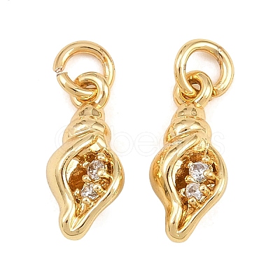 Brass Micro Pave Clear Cubic Zirconia Charms KK-Q085-02G-G-1