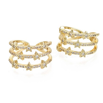 Brass Micro Pave Clear Cubic Zirconia Cuff Rings RJEW-S044-084-NF-1