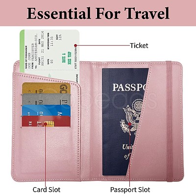 Rectangle Leather Travel Passport Wallet Cover AJEW-WH20038-002-1