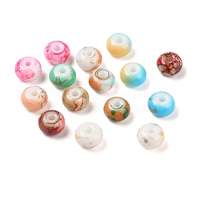 Opaque Spray Painted Glass Beads GLAA-G118-01-1