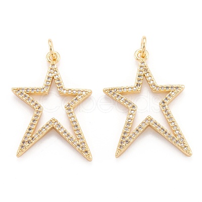 Brass Micro Pave Clear Cubic Zirconia Beads Pendants ZIRC-M114-26G-1