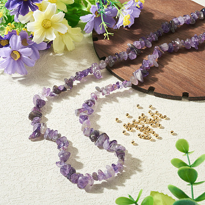 1 Strand Natural Amethyst Chip Beads Strands G-TAD0001-05-1
