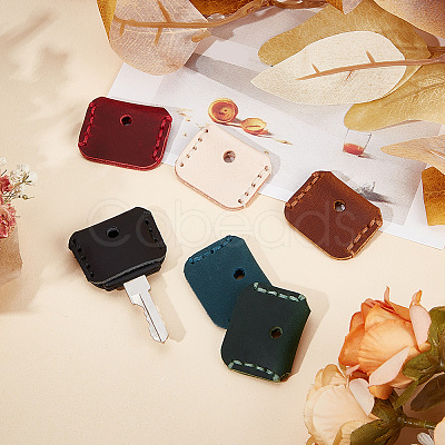 6Pcs 6 Colors Cowhide Nonslip Waterproof Reusable Key Sleeve FIND-OC0003-53-1