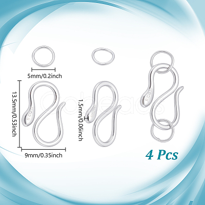 4Pcs 925 Sterling Silver S-Hook Clasps STER-NB0001-29-1