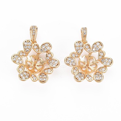 Brass Micro Pave Clear Cubic Zirconia Peg Bails Pendants KK-S364-089-1